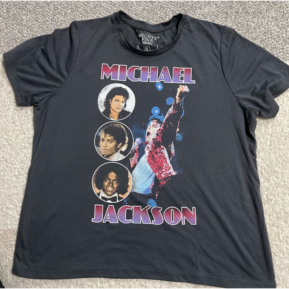 Mighty Fine Presents Mens XL Michael Jackson Image Graphic Classic Shirt Black